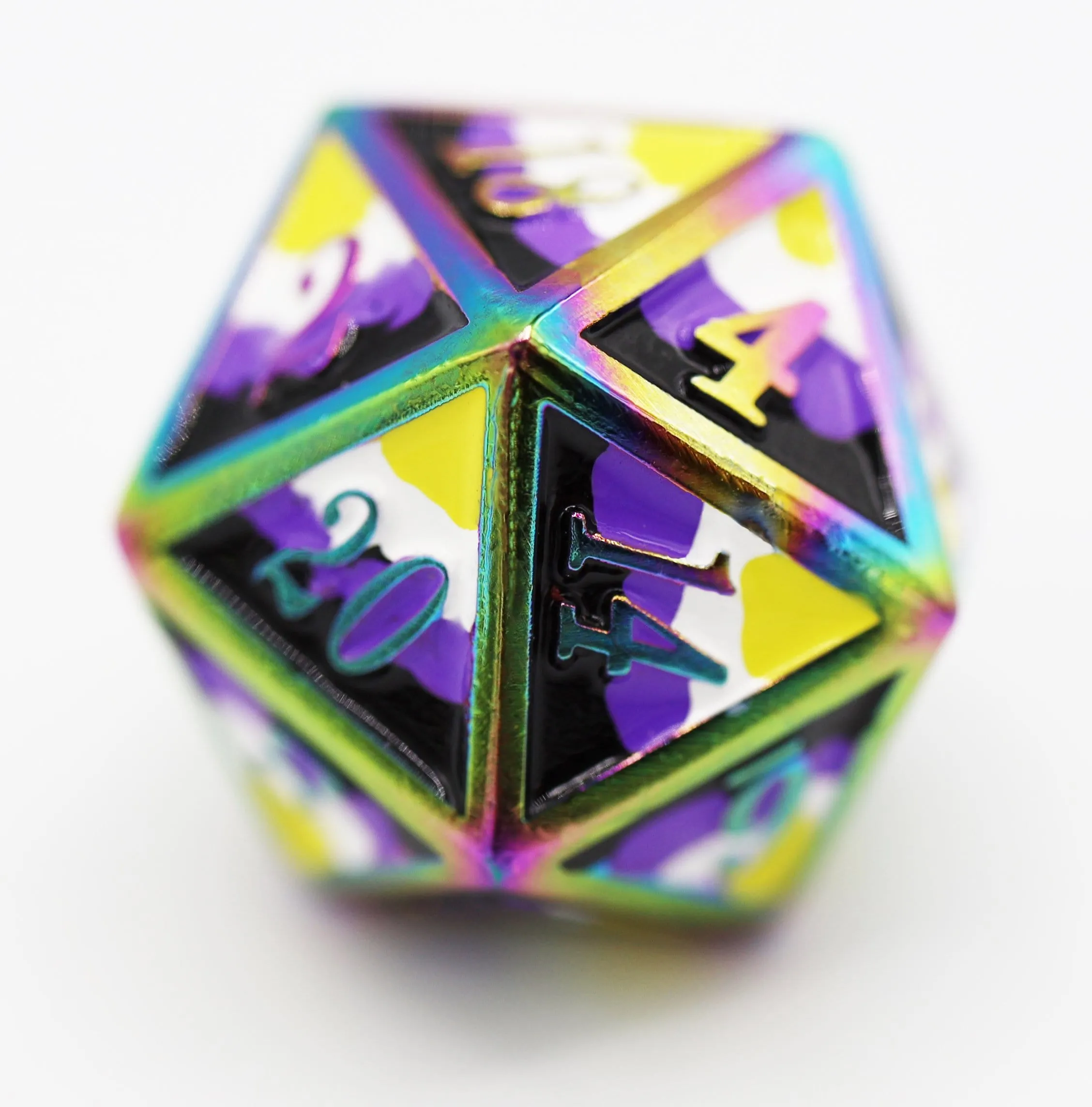 Nonbinary Pride Flag - Metal RPG Dice Set