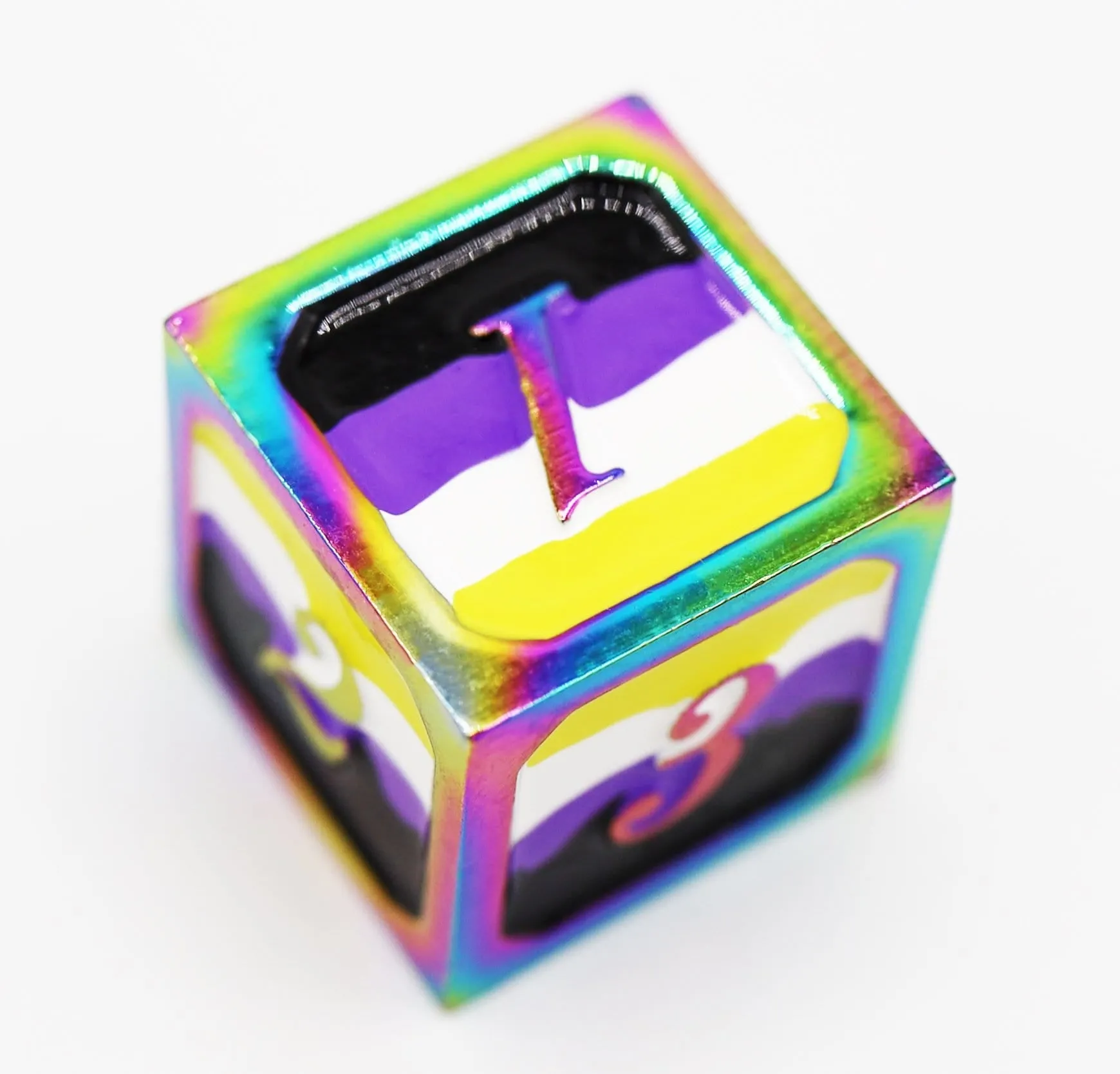 Nonbinary Pride Flag - Metal RPG Dice Set