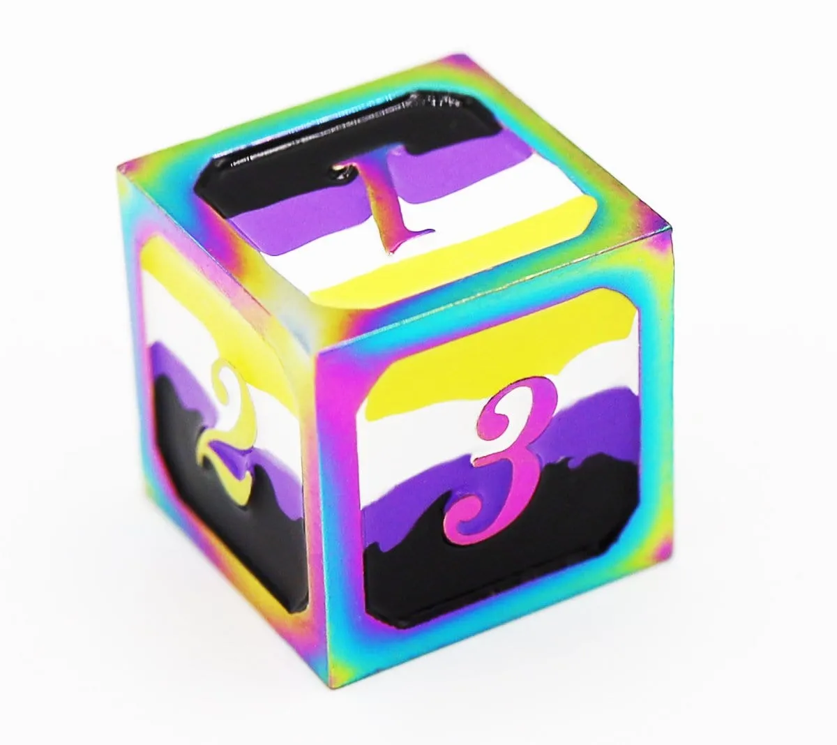 Nonbinary Pride Flag - Metal RPG Dice Set