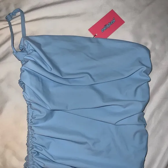 NWT EDIKTED Assymetric Gathered Mini Dress!
