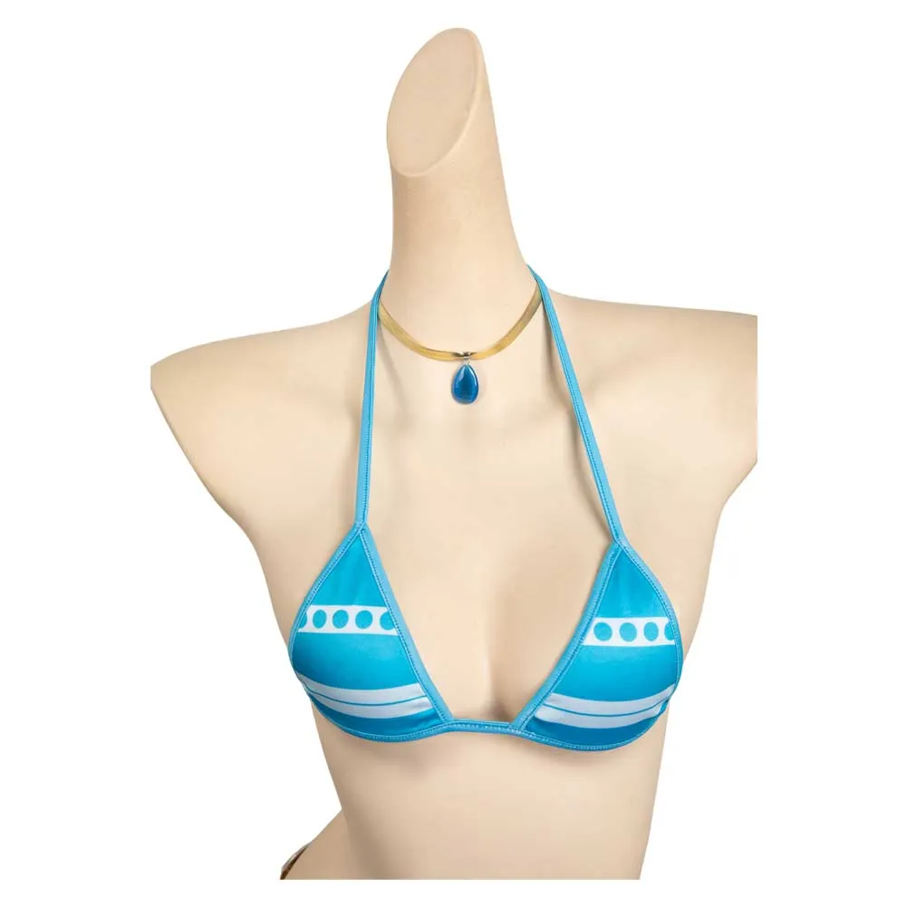 One Piece Nami Blue Bikinis Swimwear Swimsuit Cosplay Costume Outfits Halloween Carnival Suit ﻿
