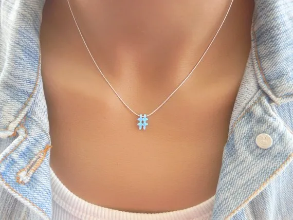 Opal Hashtag Necklace – Trendy & Fun