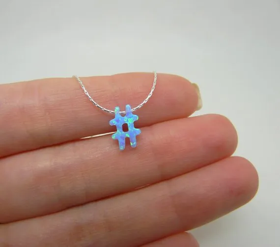 Opal Hashtag Necklace – Trendy & Fun