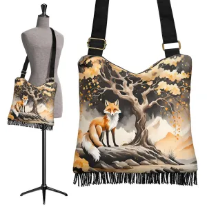 Orange Fox Boho Fringe Purse