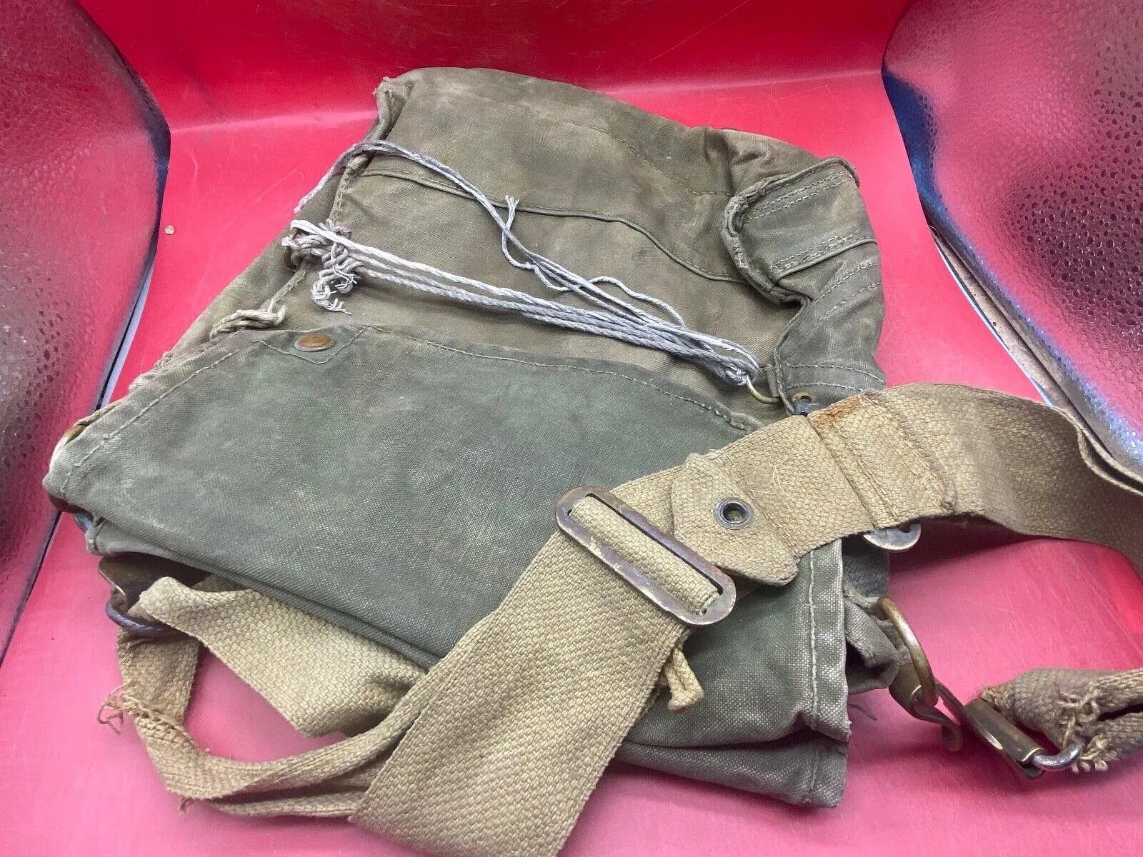 Original WW2 British Army 1942 Dated Gas Mask Bag - Combat Worn