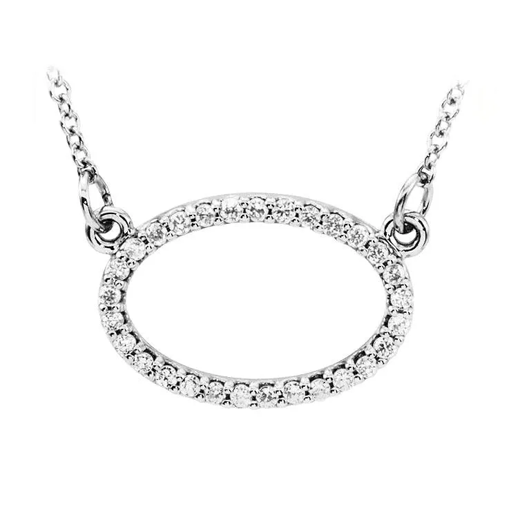 Oval Diamond Pendant Necklace