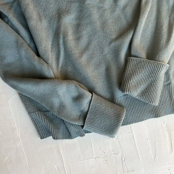 PAIGE Women's Raundi Cutout Shoulder SweaterIn Stone Blue Size Large Worn Once