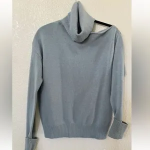 PAIGE Women's Raundi Cutout Shoulder SweaterIn Stone Blue Size Large Worn Once