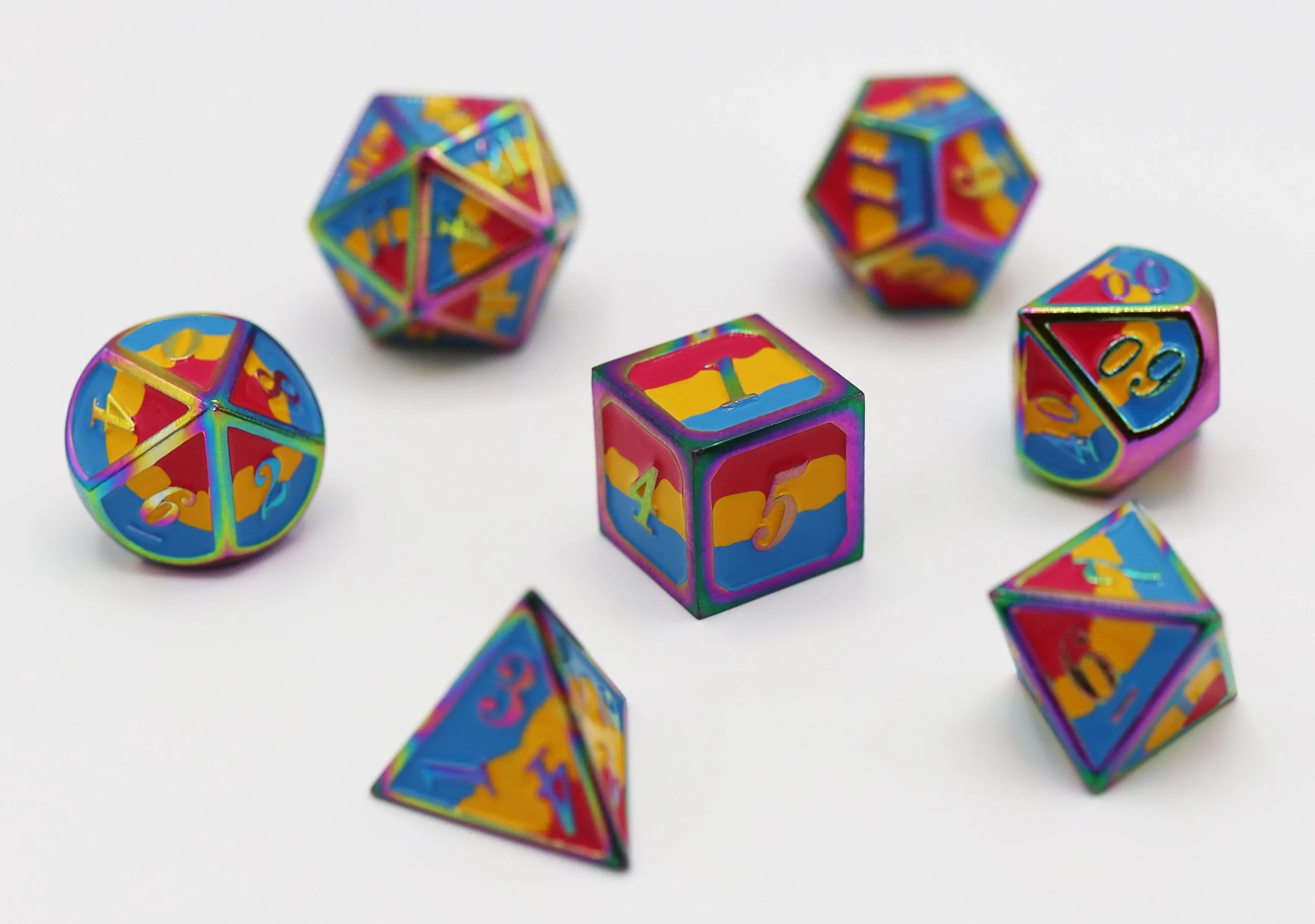 Pansexual Pride Flag - Metal RPG Dice Set