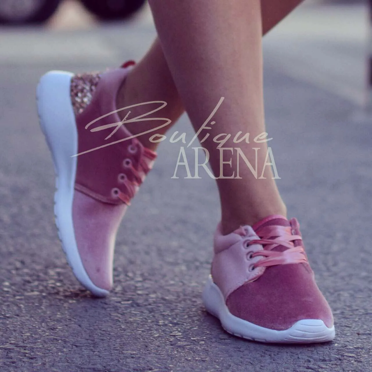 Pantofi casual dama din catifea Speck roz