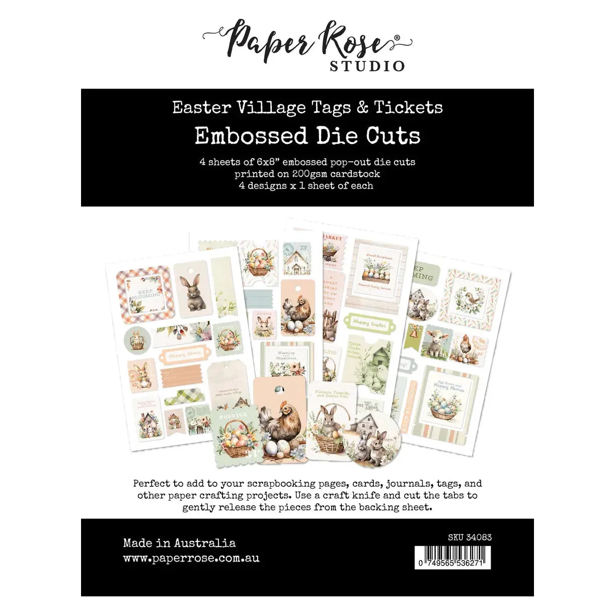 Paper Rose Studio - Easter Village - Tags & Tickets Embossed Die Cuts