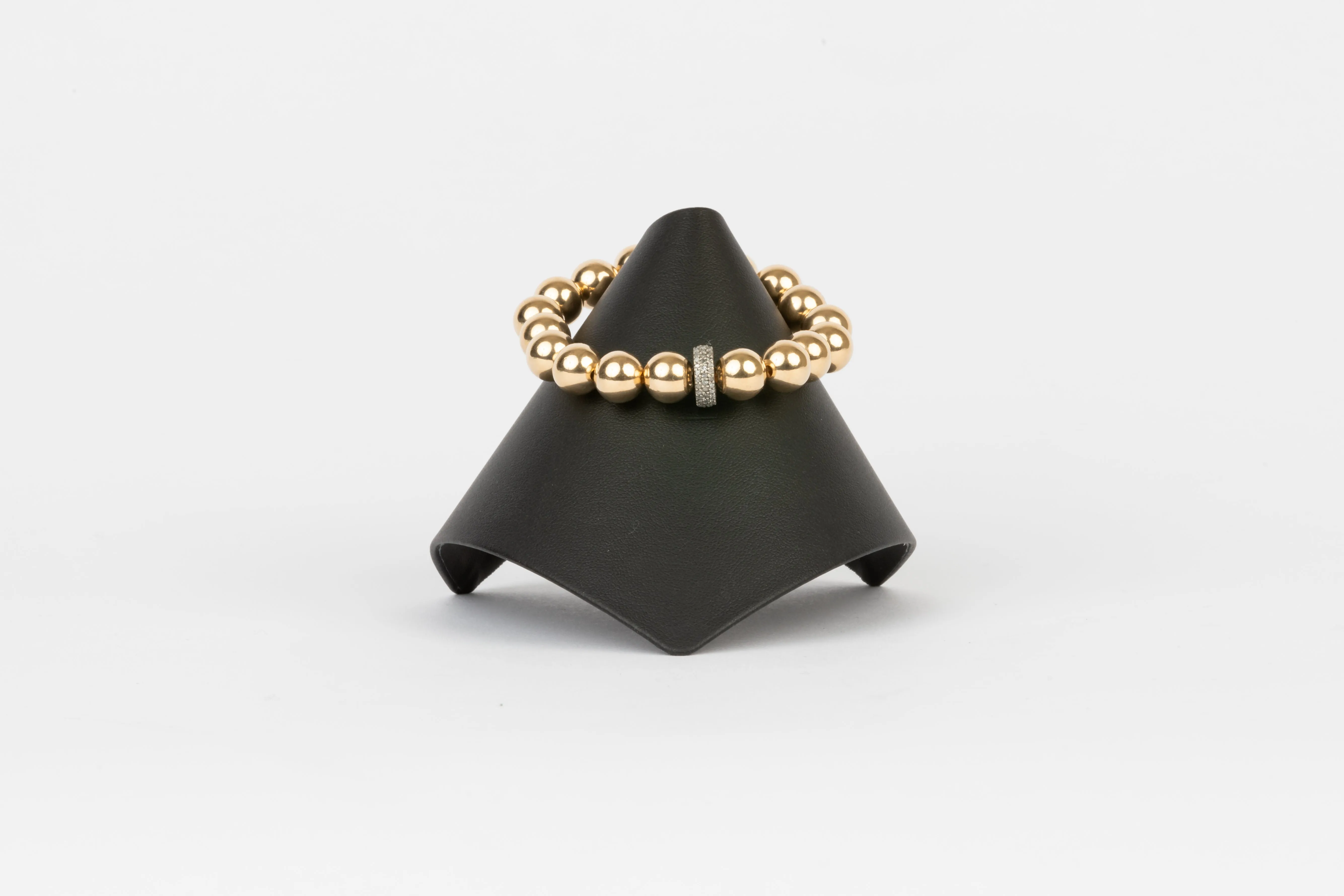 Pave diamond, 10mm gold filled beads