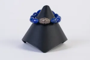 Pave diamond and bright jade bracelet