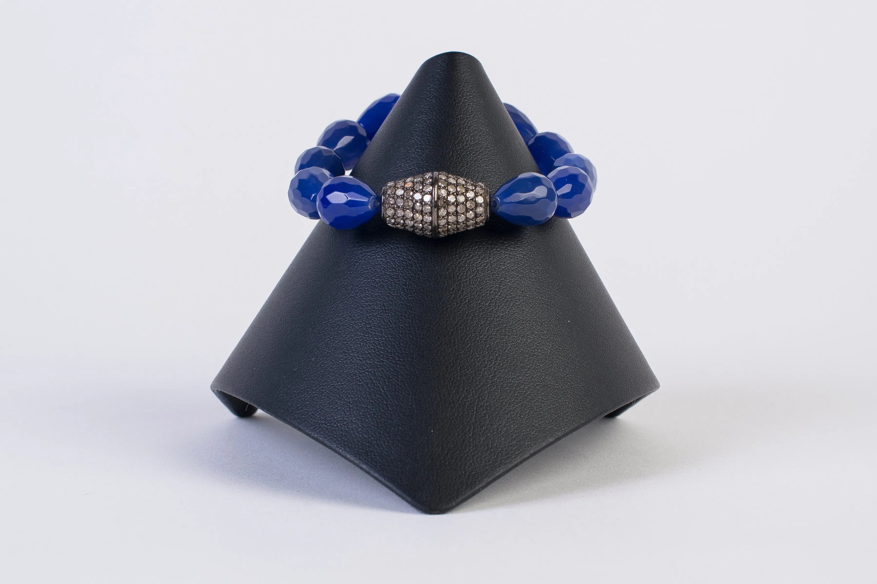 Pave diamond and bright jade bracelet