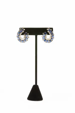 Pave Diamond, Baguette Diamond, Sapphire Earrings