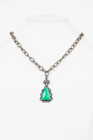 Pave Diamond,  Chrysophrase Necklace