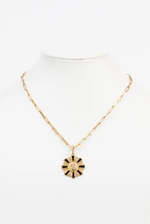 Pave Diamond, Enamel, 18K Vermeil Necklace.
