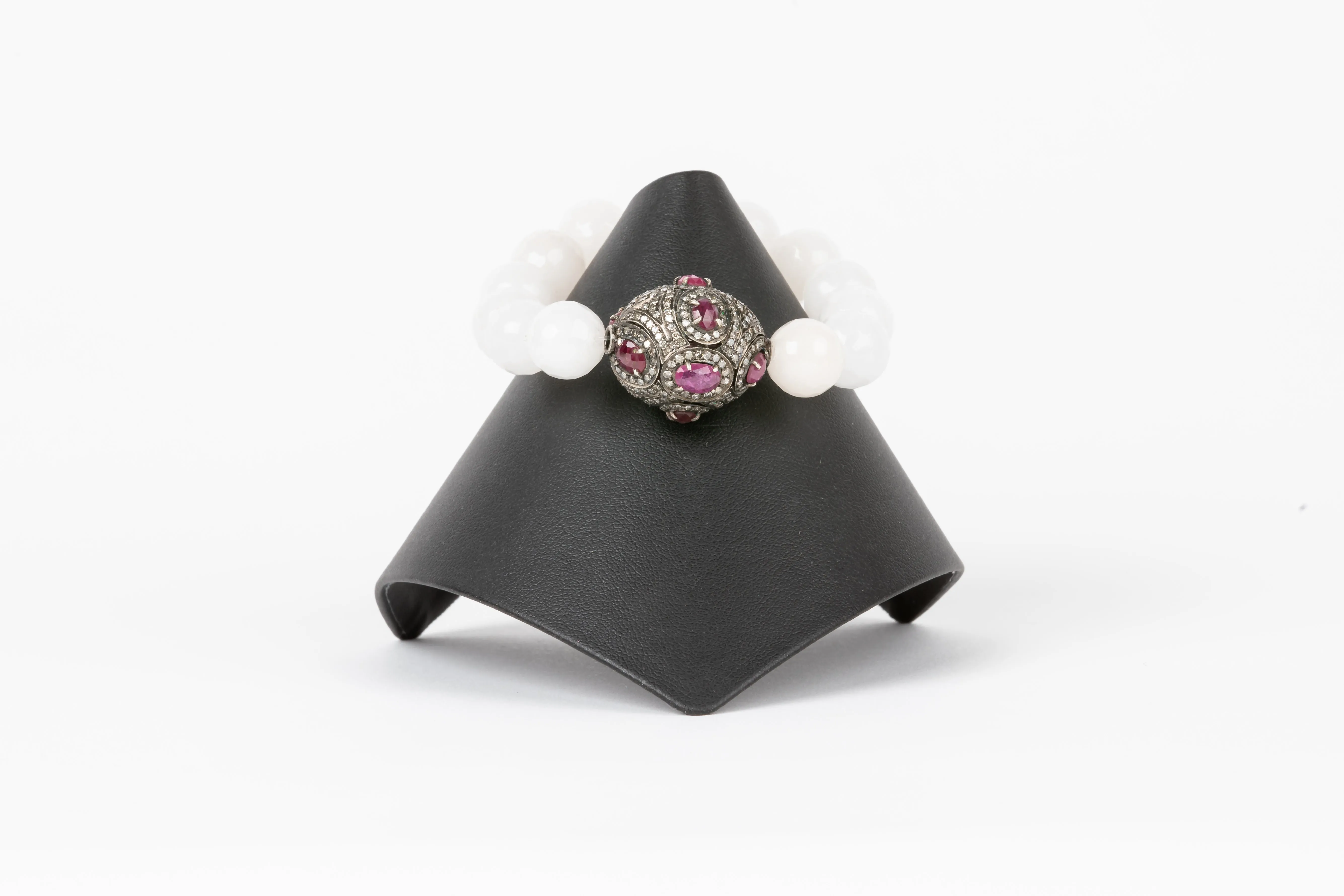 Pave Diamond, Ruby, Cloud Quartz Bracelet