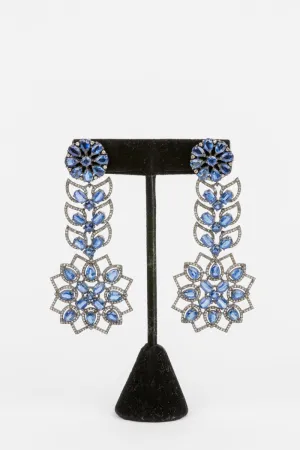 Pave Diamond, Sapphire Earrings