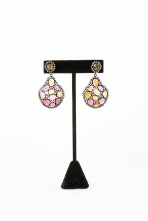 Pave Diamond, Sapphire Earrings