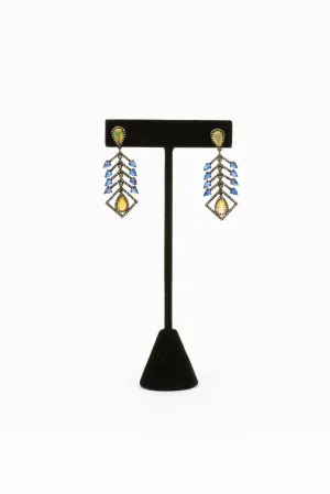 Pave Diamond, Sapphire, Opal Earrings
