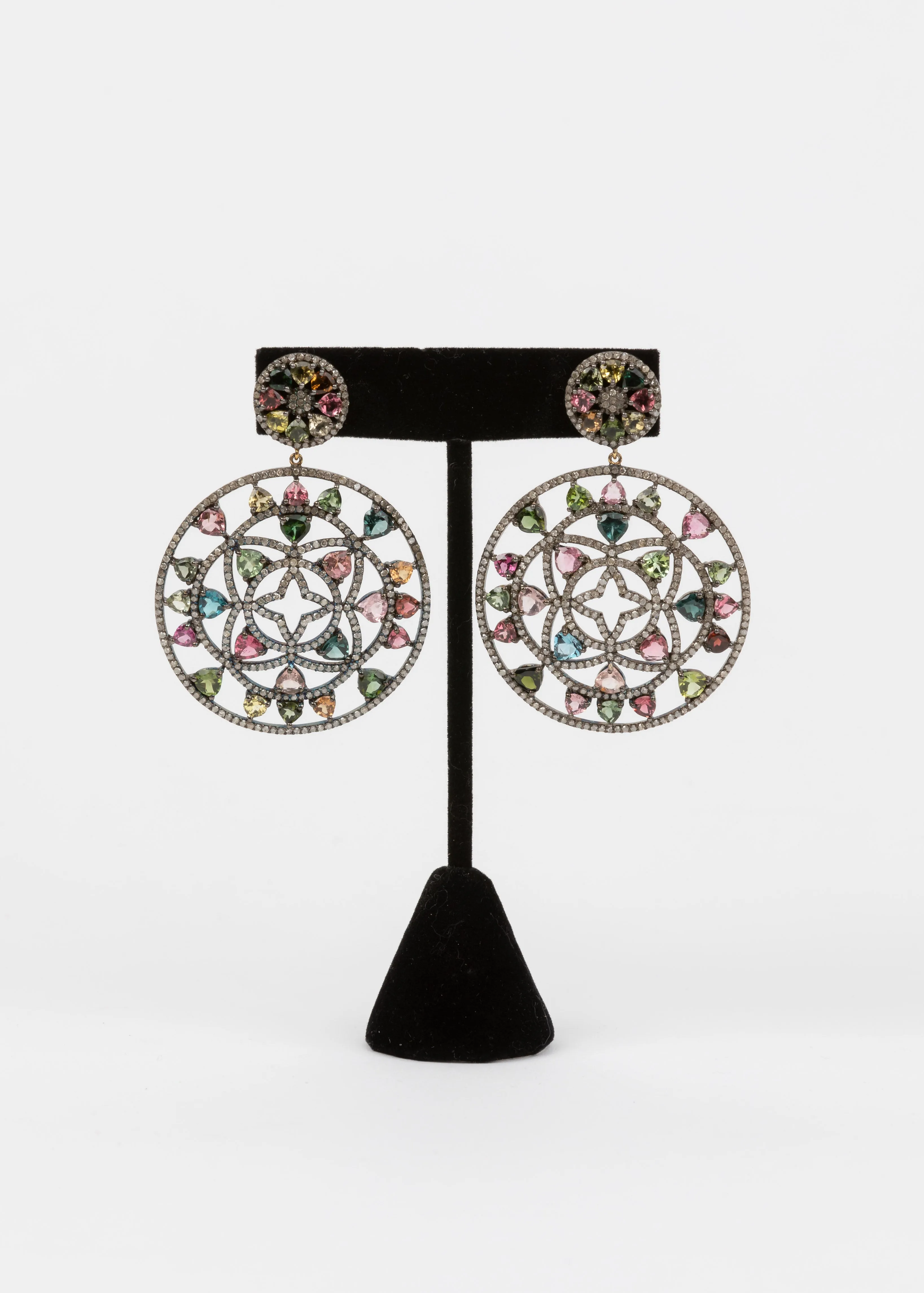 Pave Diamond , Tourmaline Earrings