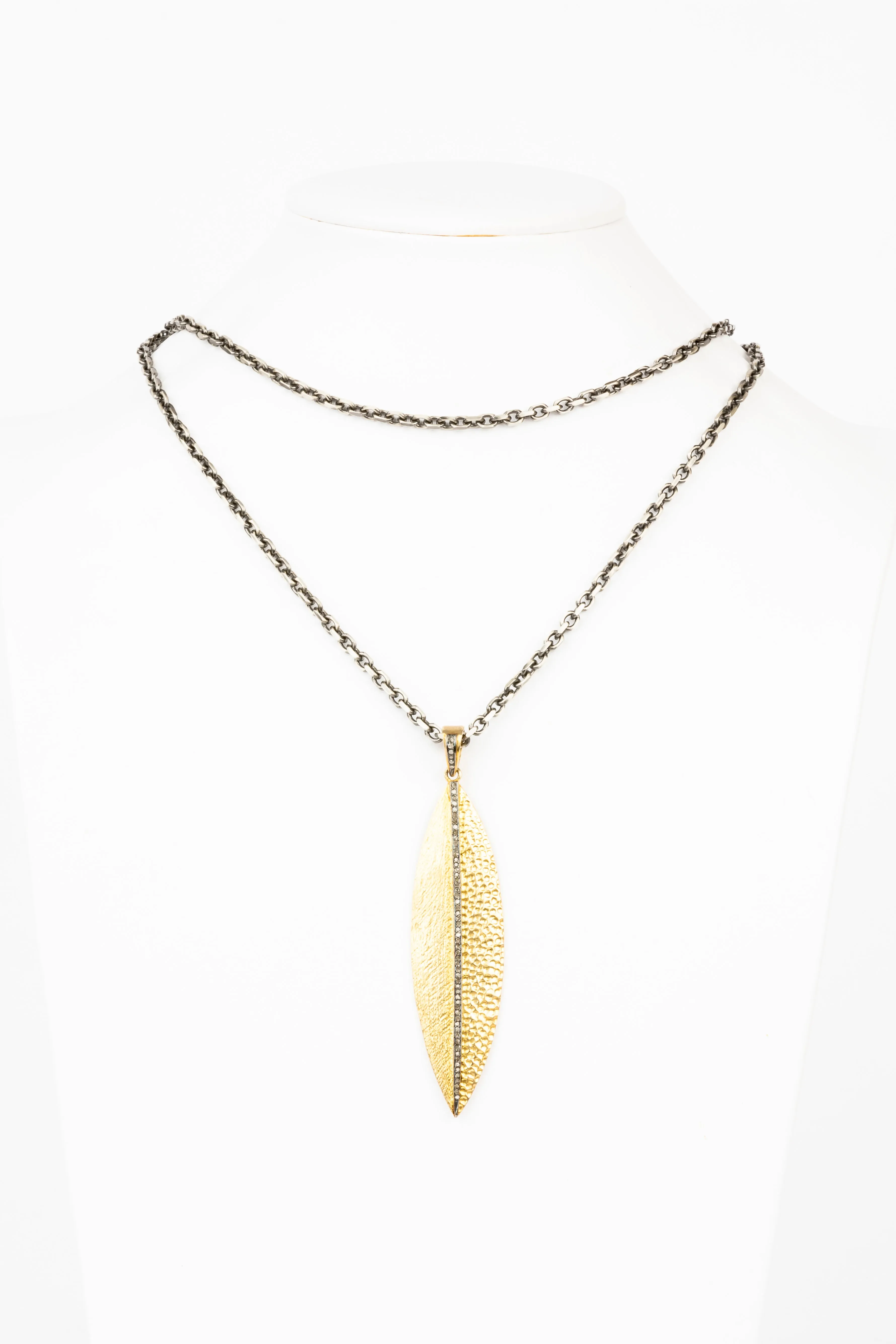 Pave Diamond, Vermeil Mixed Metal Necklace
