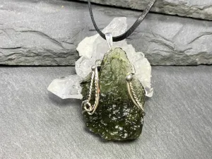 Pendant - Raw Moldavite in Silver 7.21g