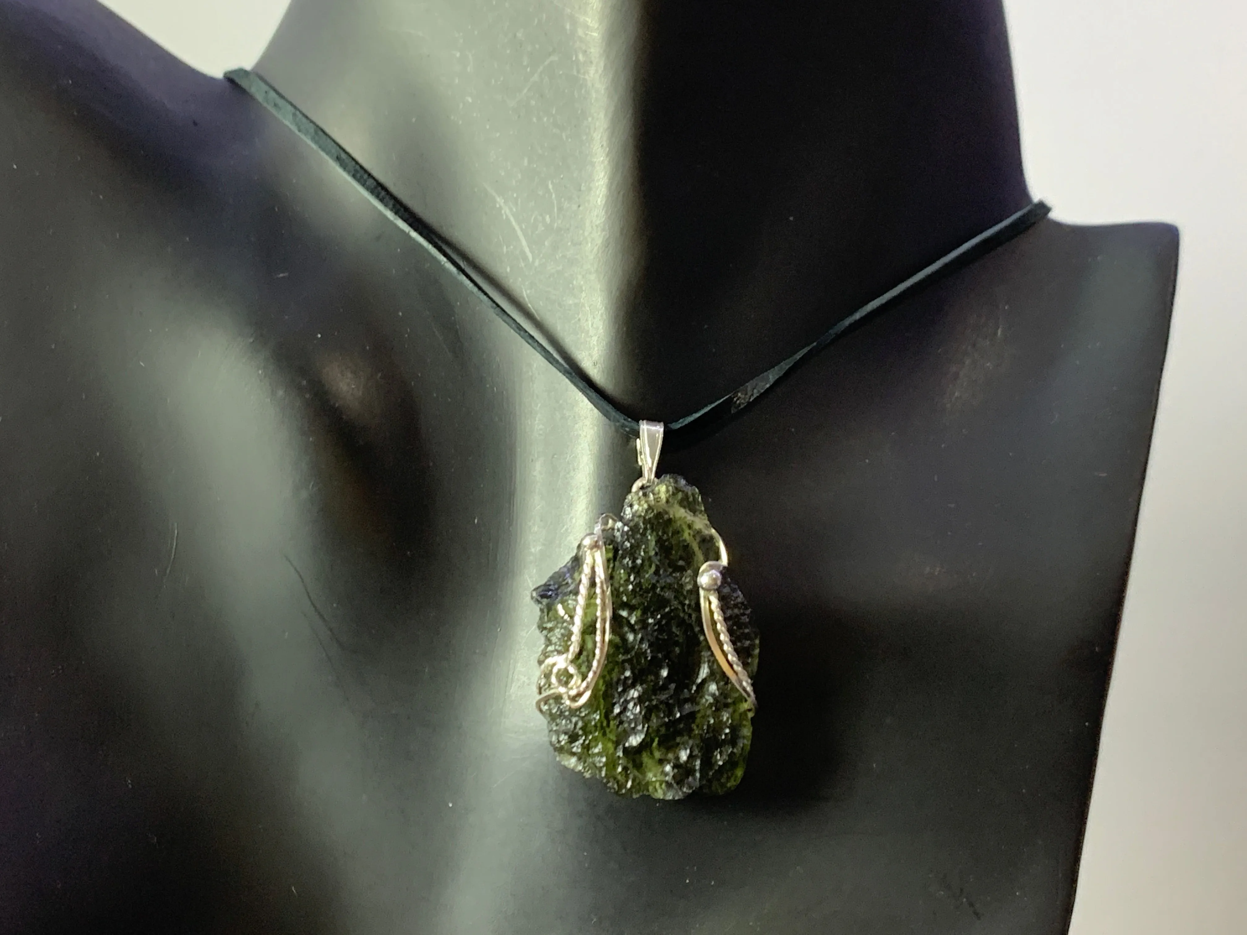Pendant - Raw Moldavite in Silver 7.21g
