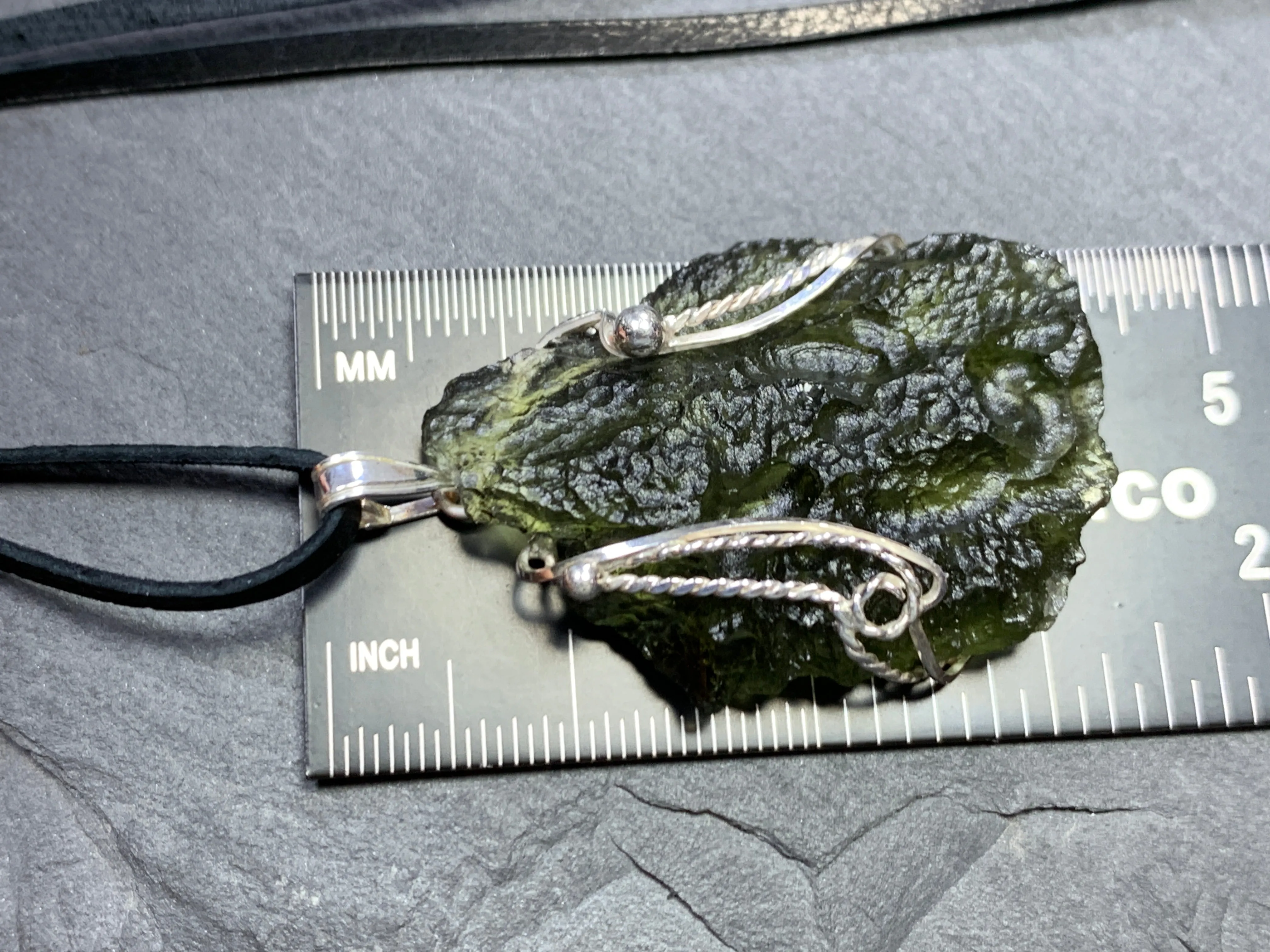 Pendant - Raw Moldavite in Silver 7.21g