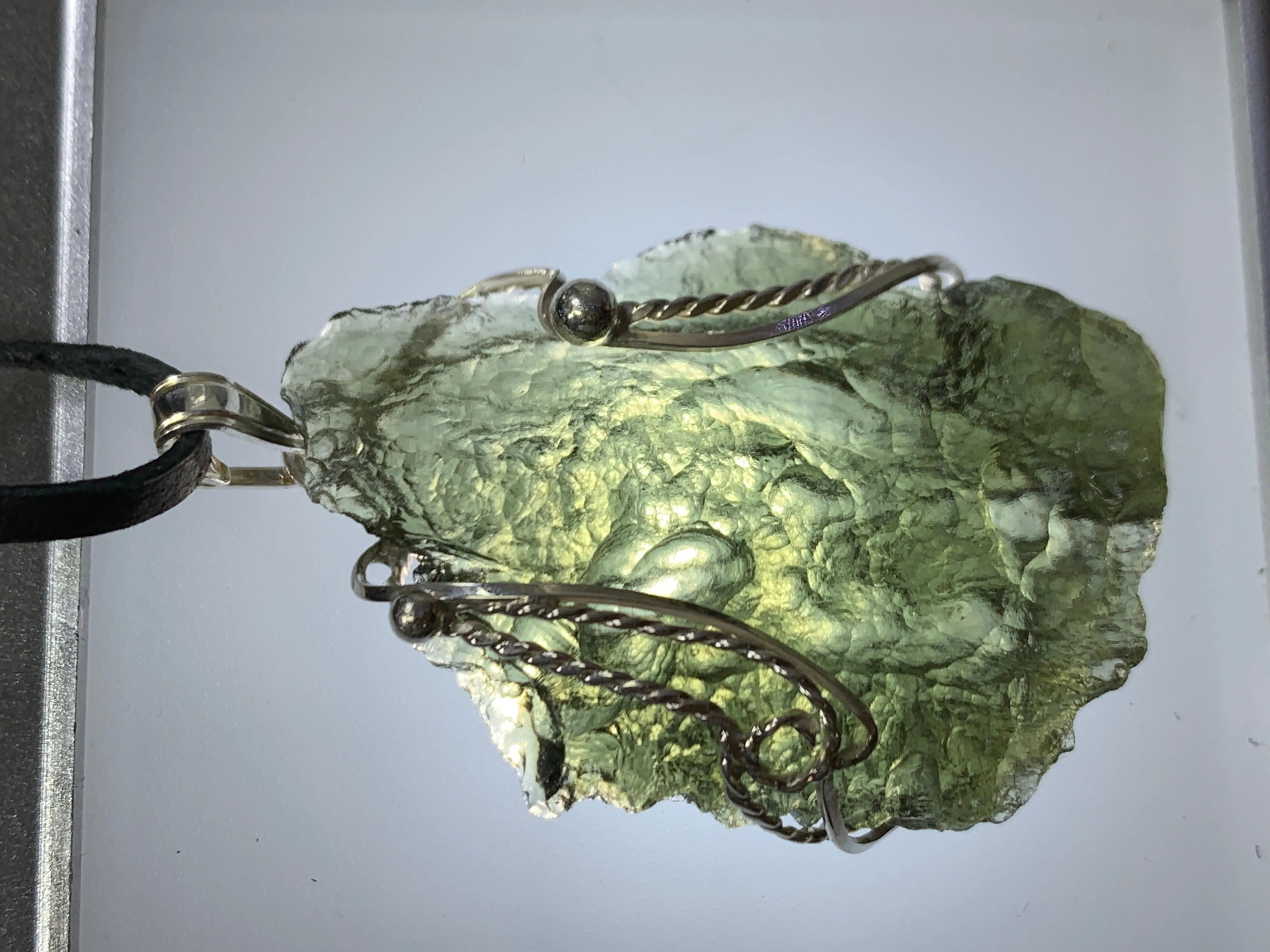 Pendant - Raw Moldavite in Silver 7.21g