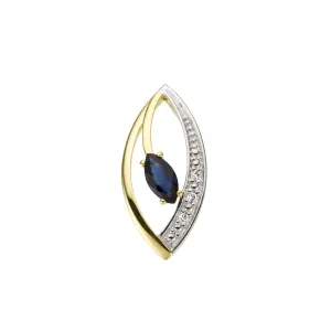Pendentif motif - Or Jaune et Blanc, Diamants et Saphir bleu (060744SA)