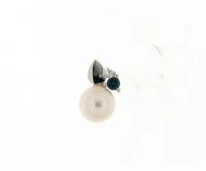 Pendentif perle - Or Blanc, Perle, Diamant et Topaze (066689TP)