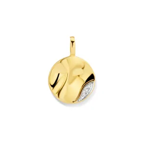 Pendentif rond - Or Jaune et Blanc, Diamants (064031/A)
