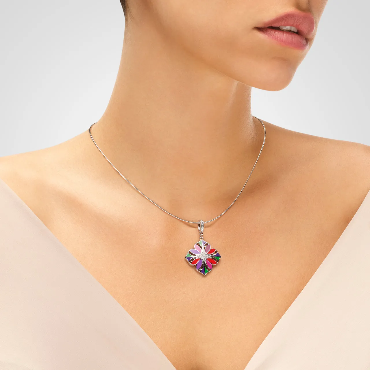 Pendentif UNASTORIA - Fleur de lys, Argent et Zircons (BQ121213)