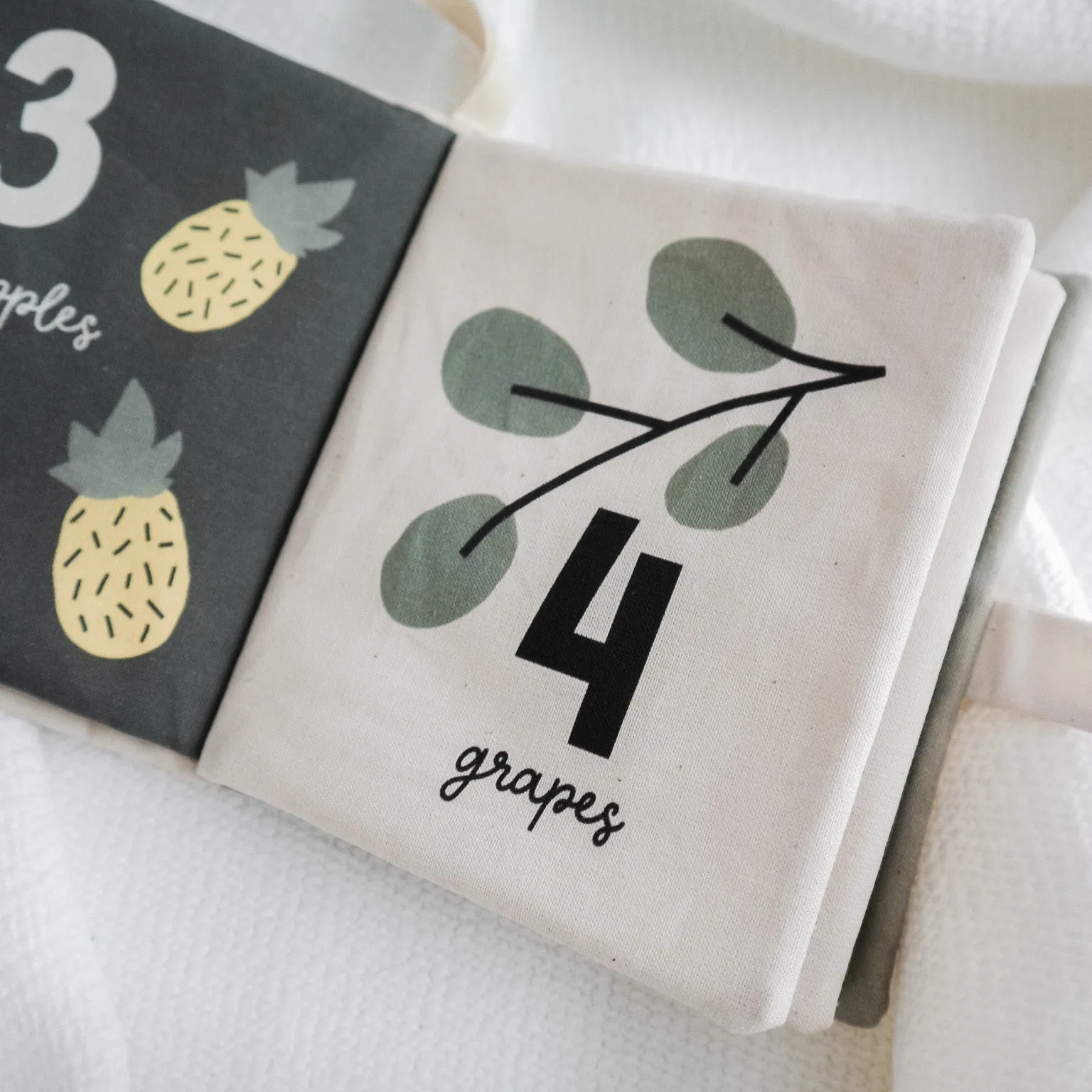 Personalised counting fruit soft crinkle baby book