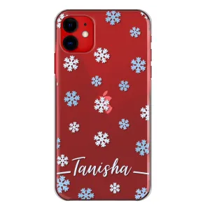 Personalised Google Phone Hard Case with Falling Snowflakes and Stylish White Text