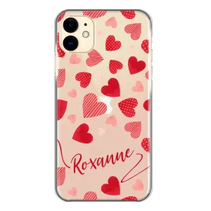Personalised Google Phone Hard Case with Polka Dot/Striped Hearts and Stylish Text