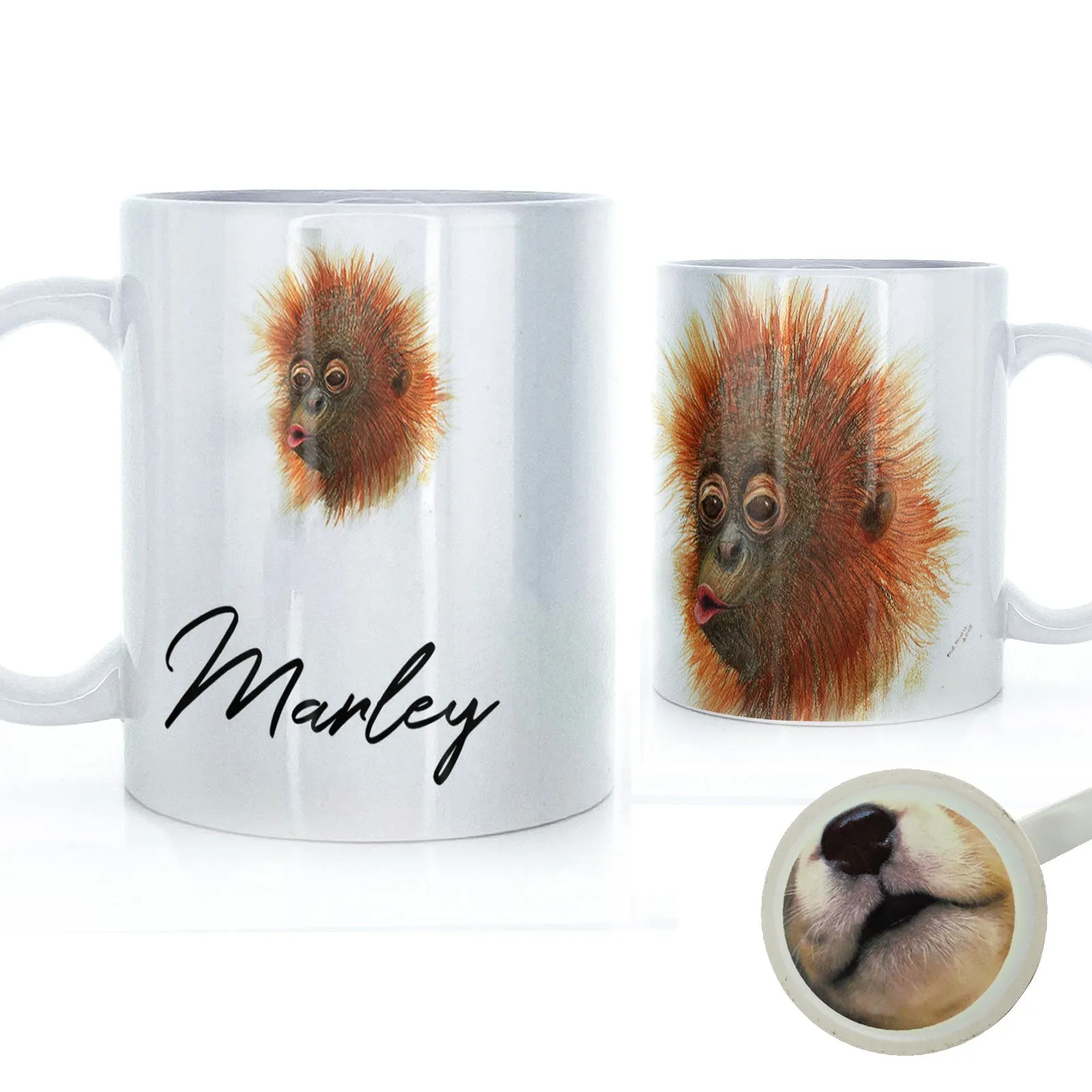 Personalised Mug with Stylish Text and Baby Orangutan