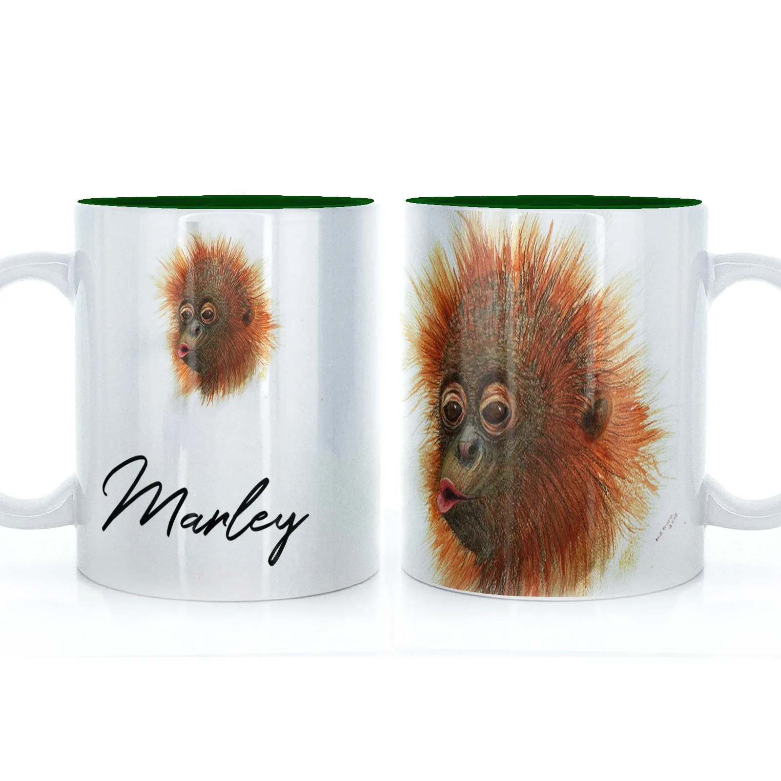 Personalised Mug with Stylish Text and Baby Orangutan