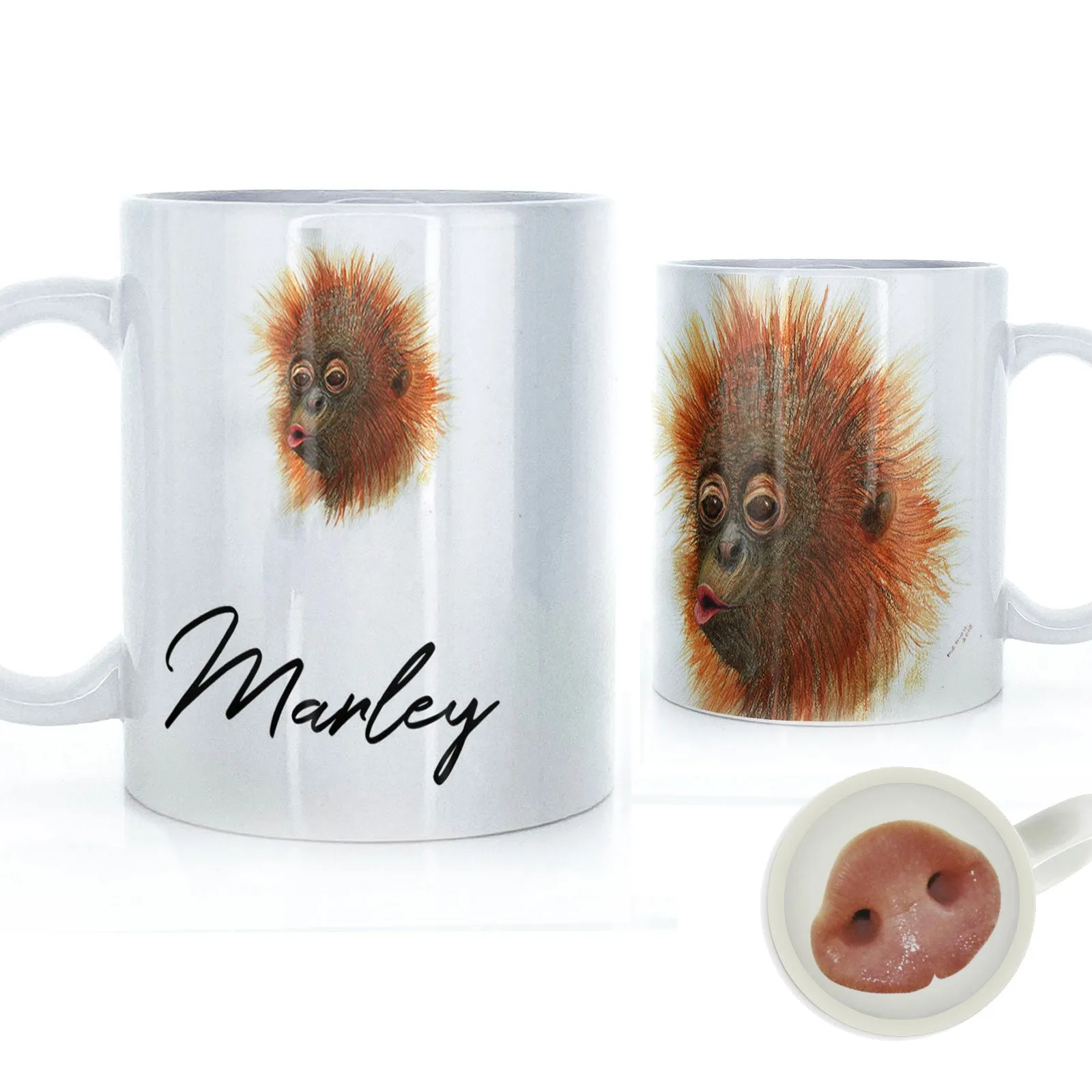 Personalised Mug with Stylish Text and Baby Orangutan