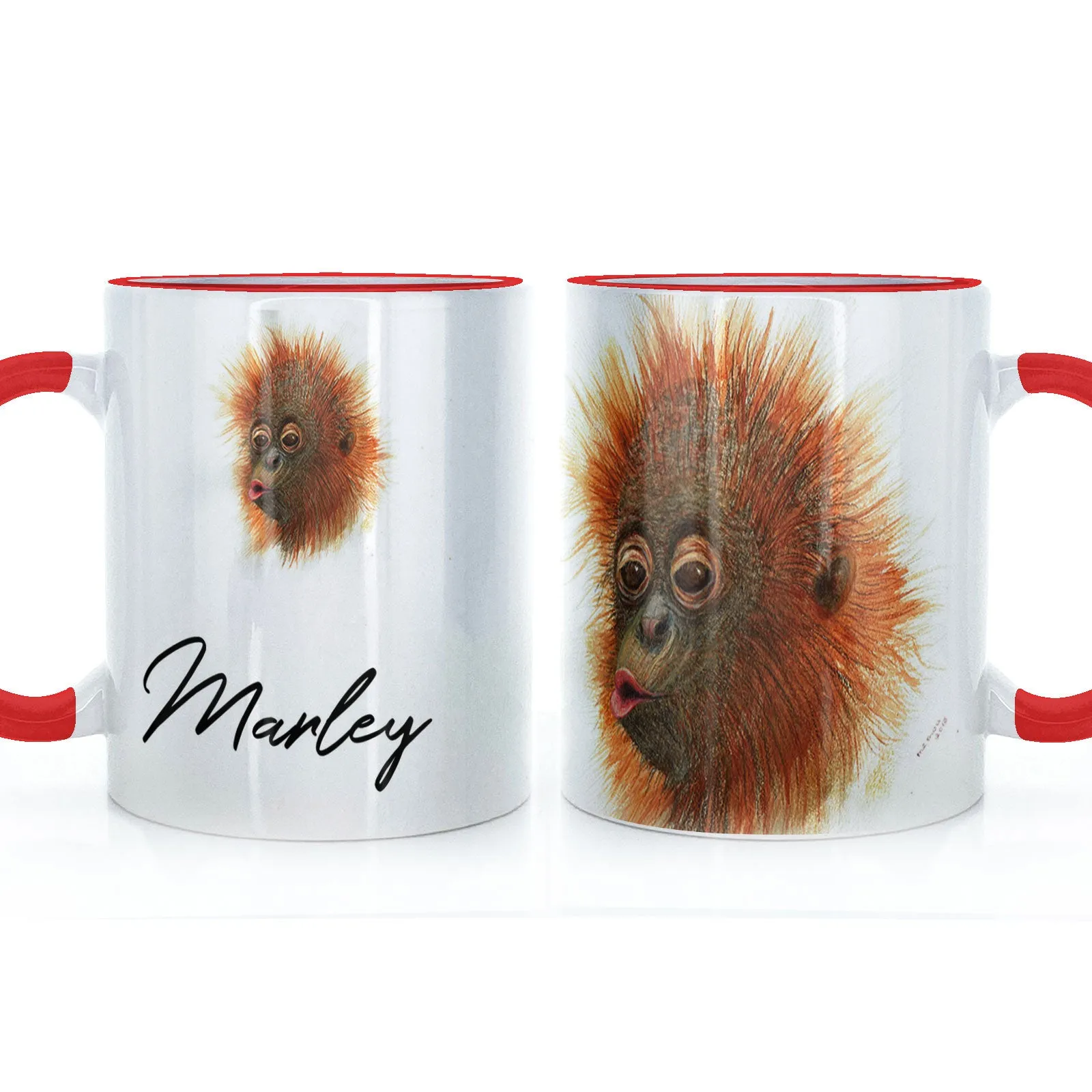 Personalised Mug with Stylish Text and Baby Orangutan