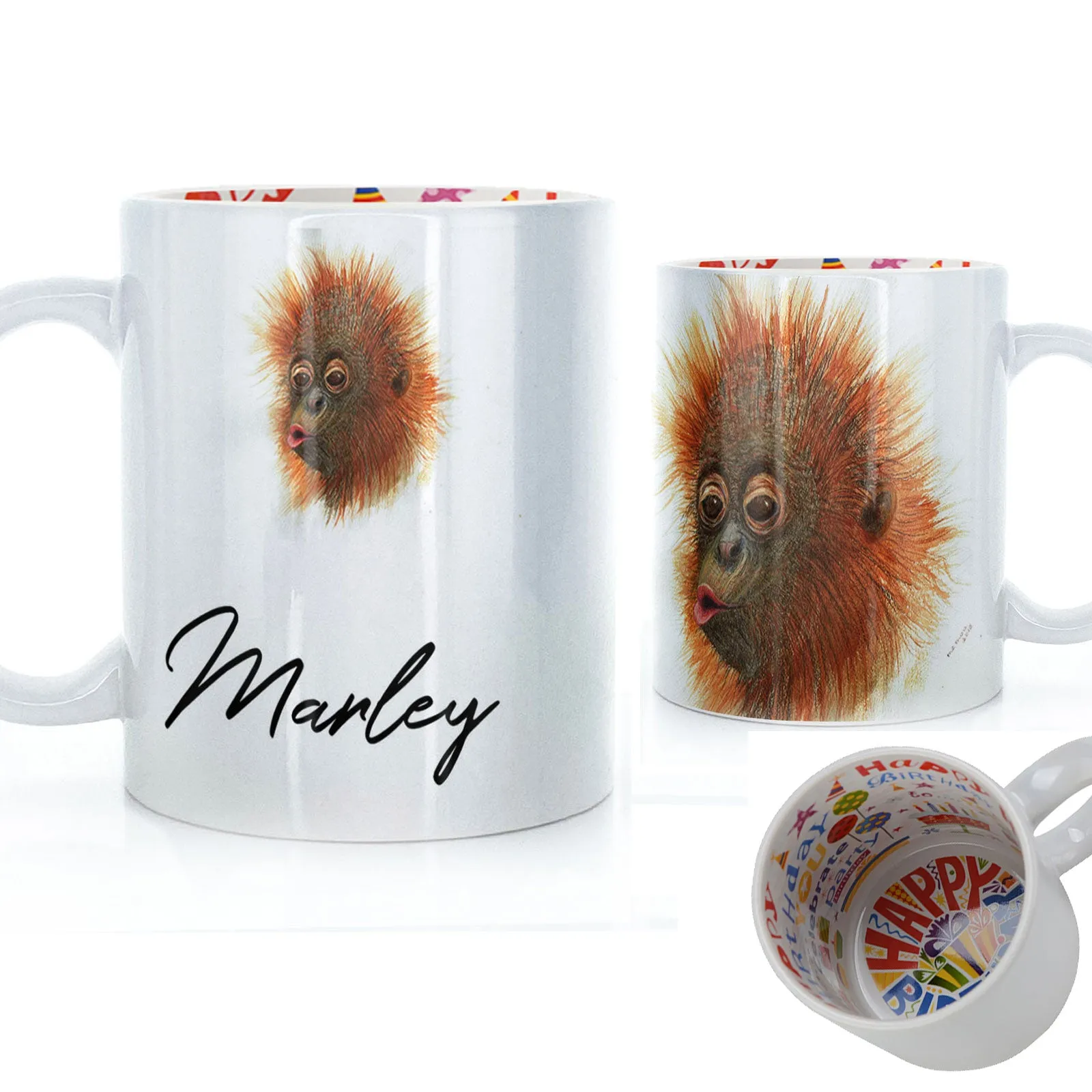 Personalised Mug with Stylish Text and Baby Orangutan