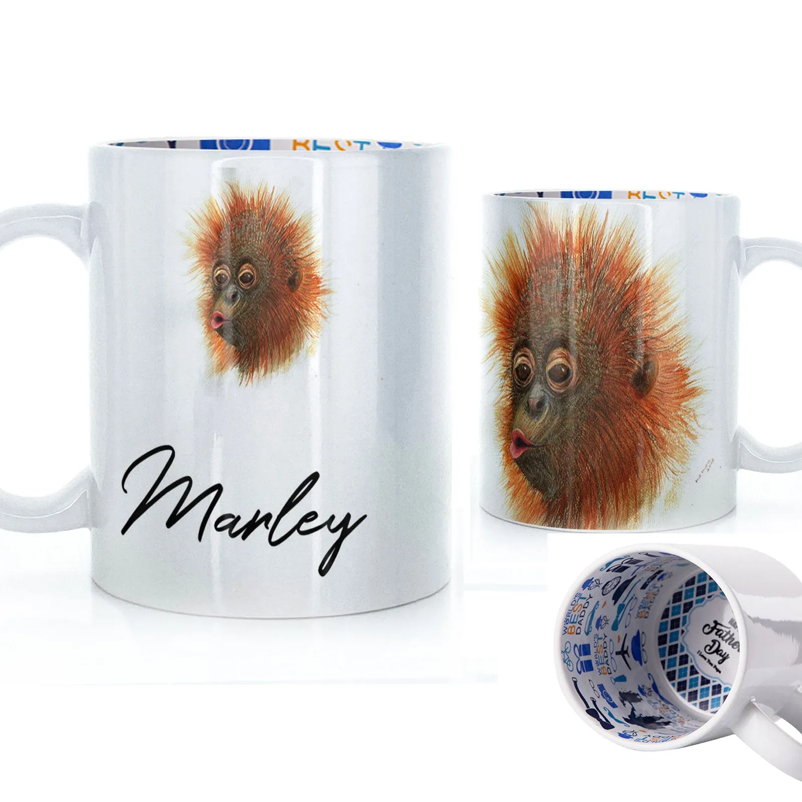 Personalised Mug with Stylish Text and Baby Orangutan