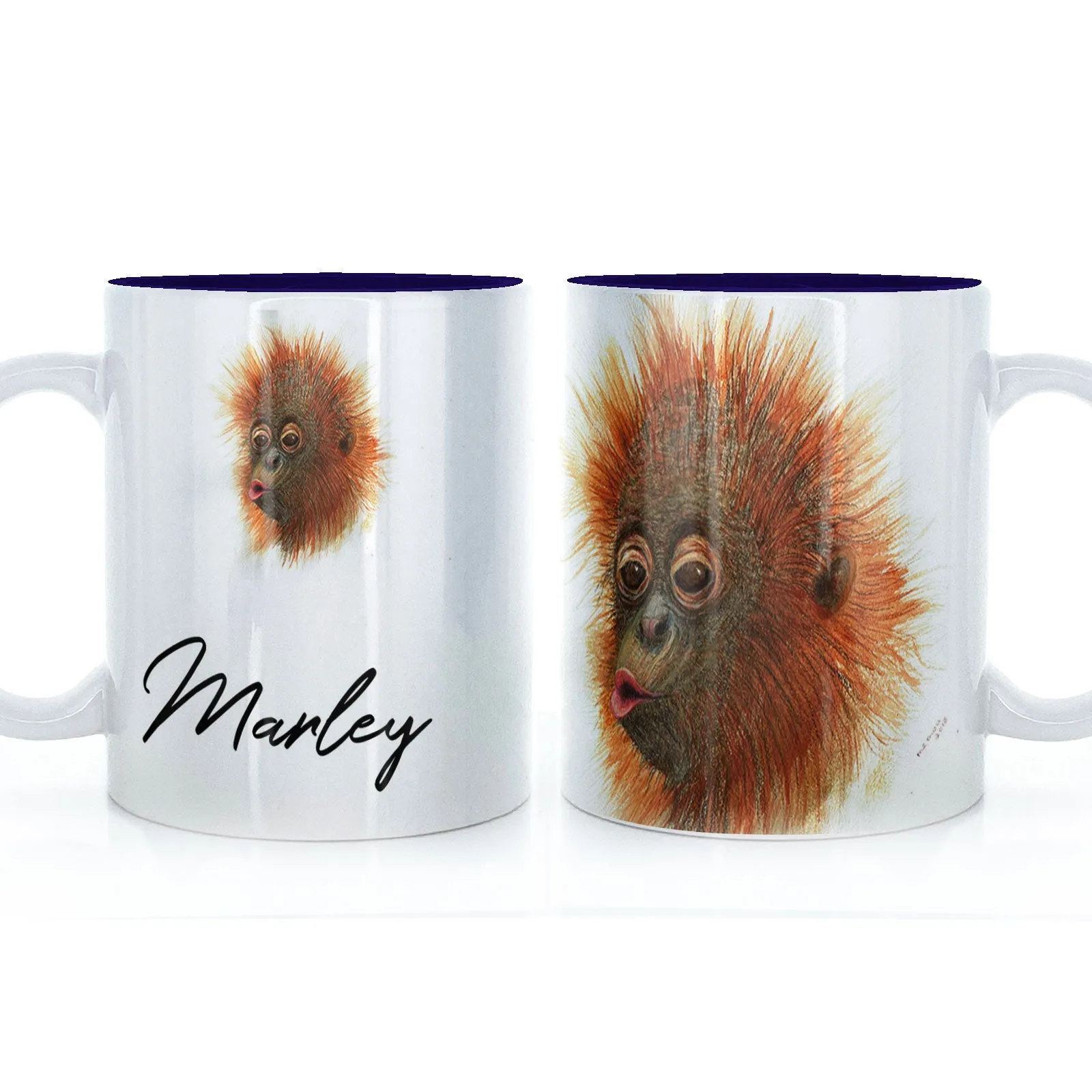 Personalised Mug with Stylish Text and Baby Orangutan