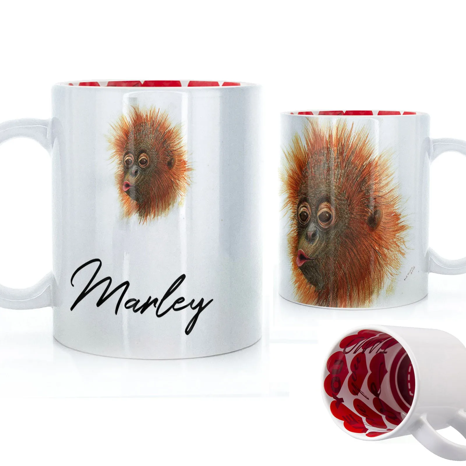 Personalised Mug with Stylish Text and Baby Orangutan