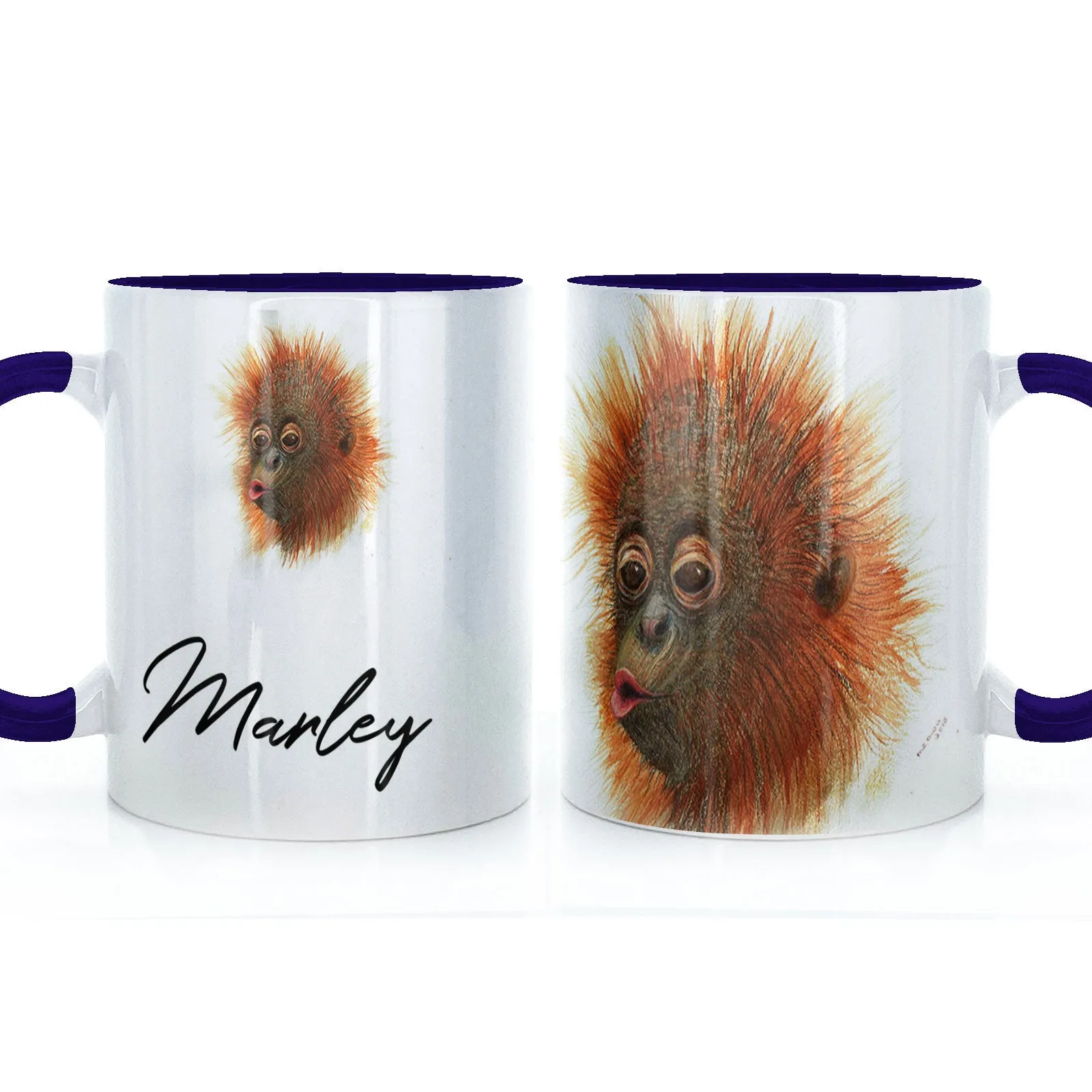 Personalised Mug with Stylish Text and Baby Orangutan