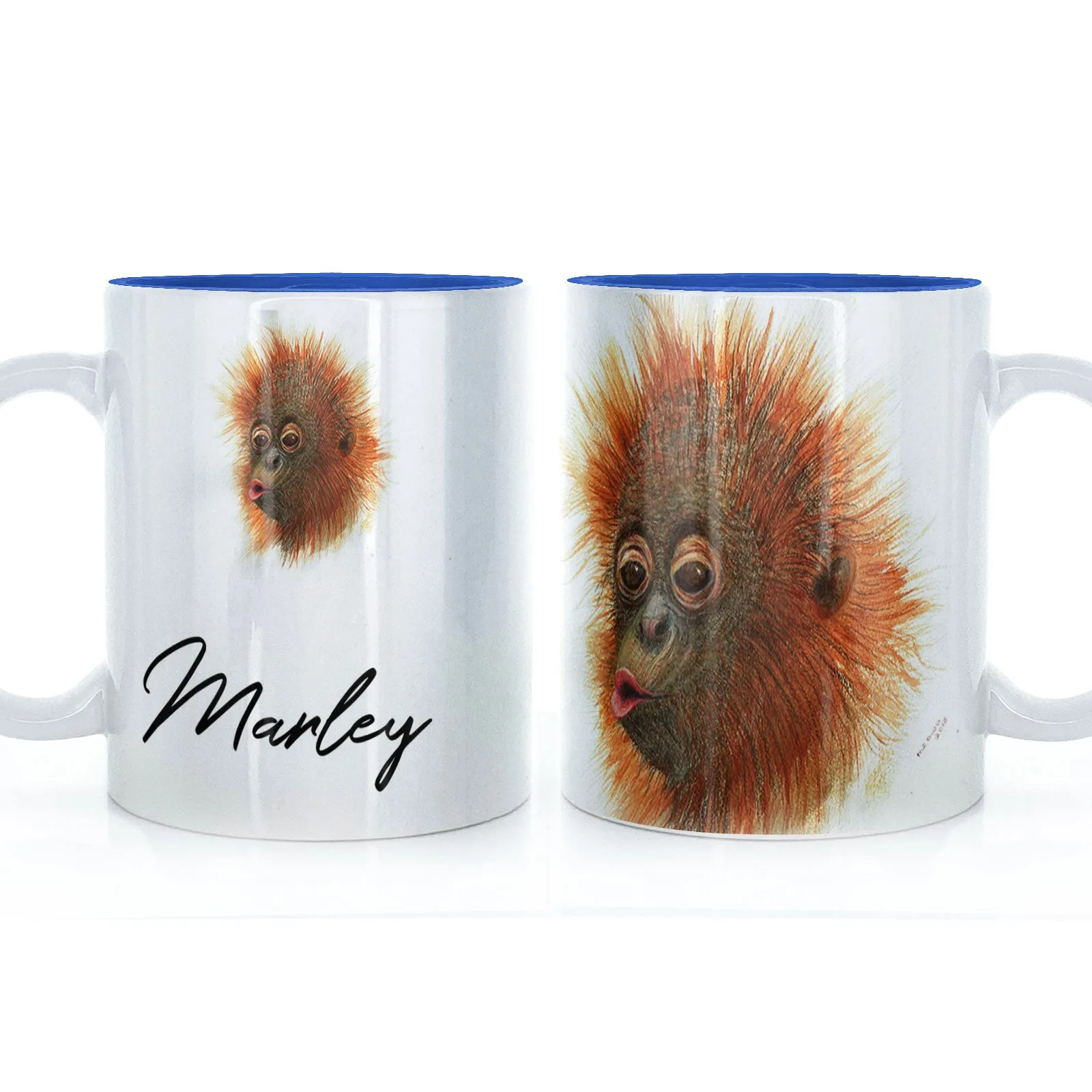 Personalised Mug with Stylish Text and Baby Orangutan