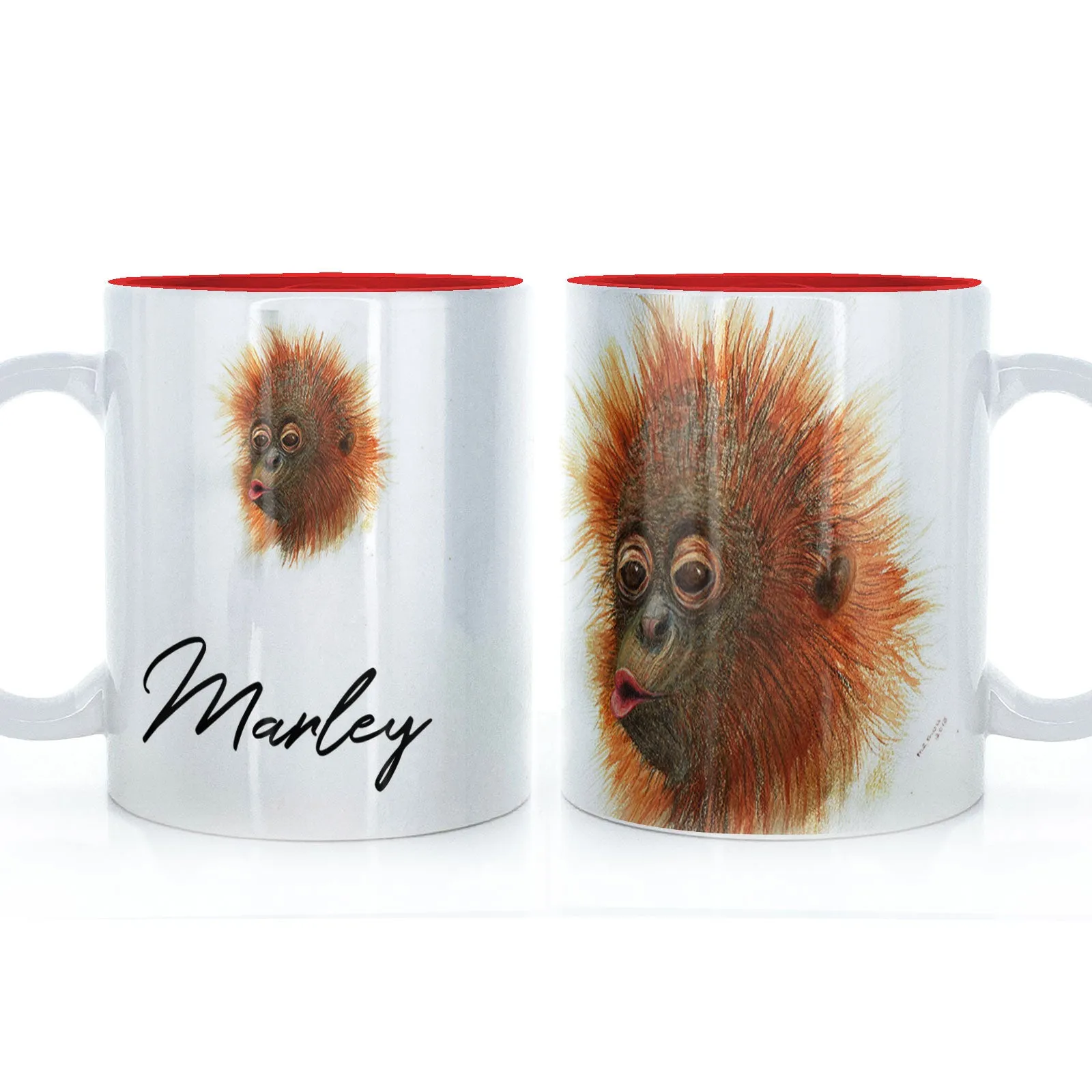 Personalised Mug with Stylish Text and Baby Orangutan