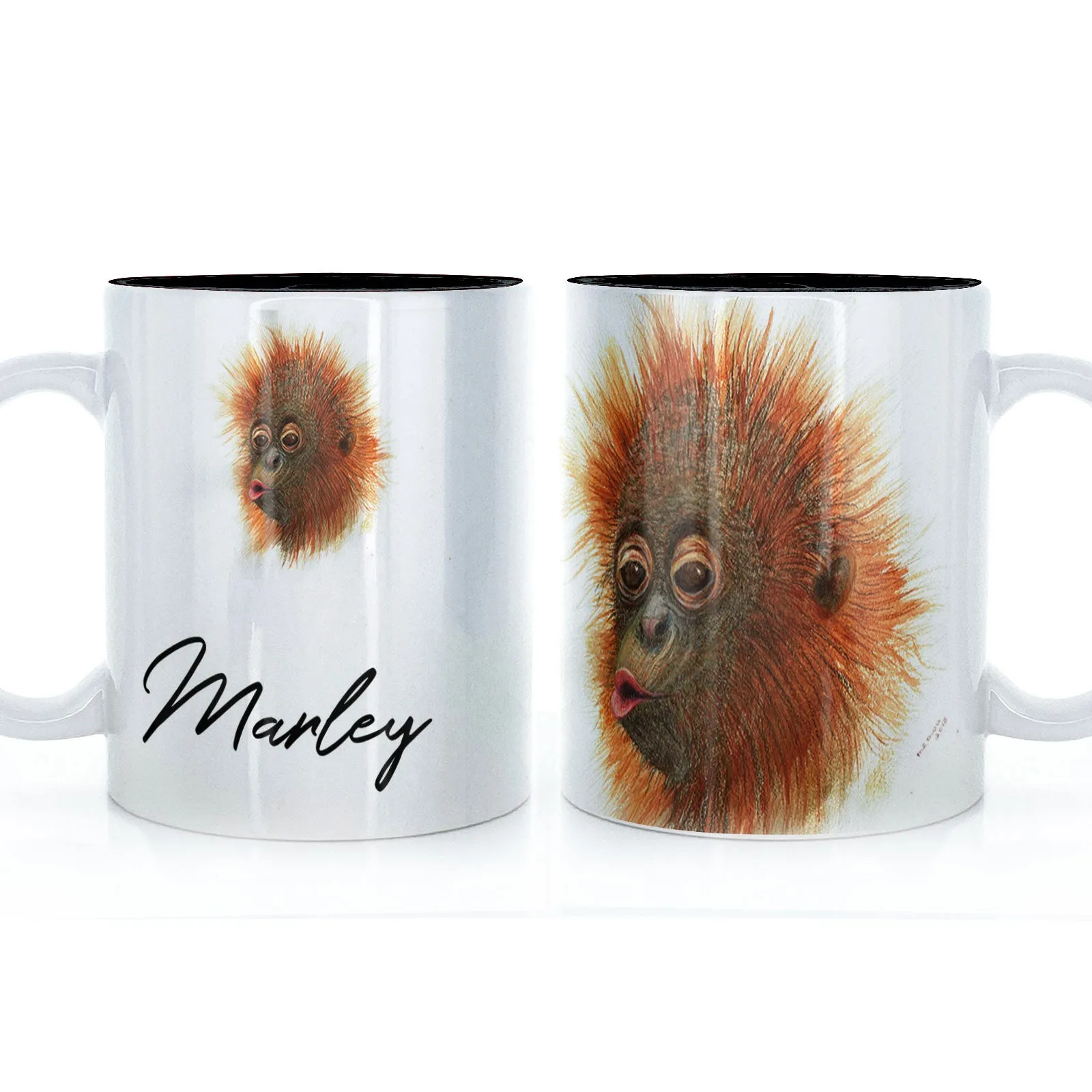 Personalised Mug with Stylish Text and Baby Orangutan